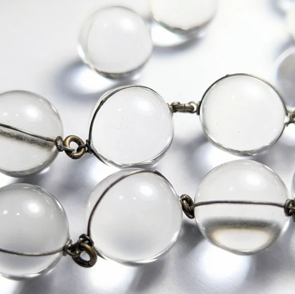 GORGEOUS Early Deco Era Wire Wrapped Pools Of Light Rock Crystal Necklace - Picture 10 of 10